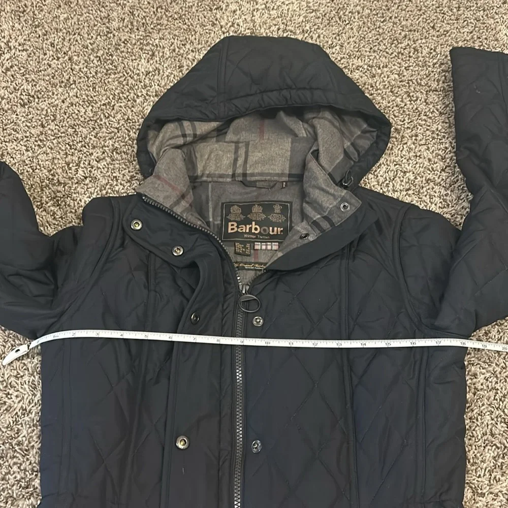 Barbour Black Quilted Jacket Winter Tartan Women’s Size 6 - Picture 4 of 14